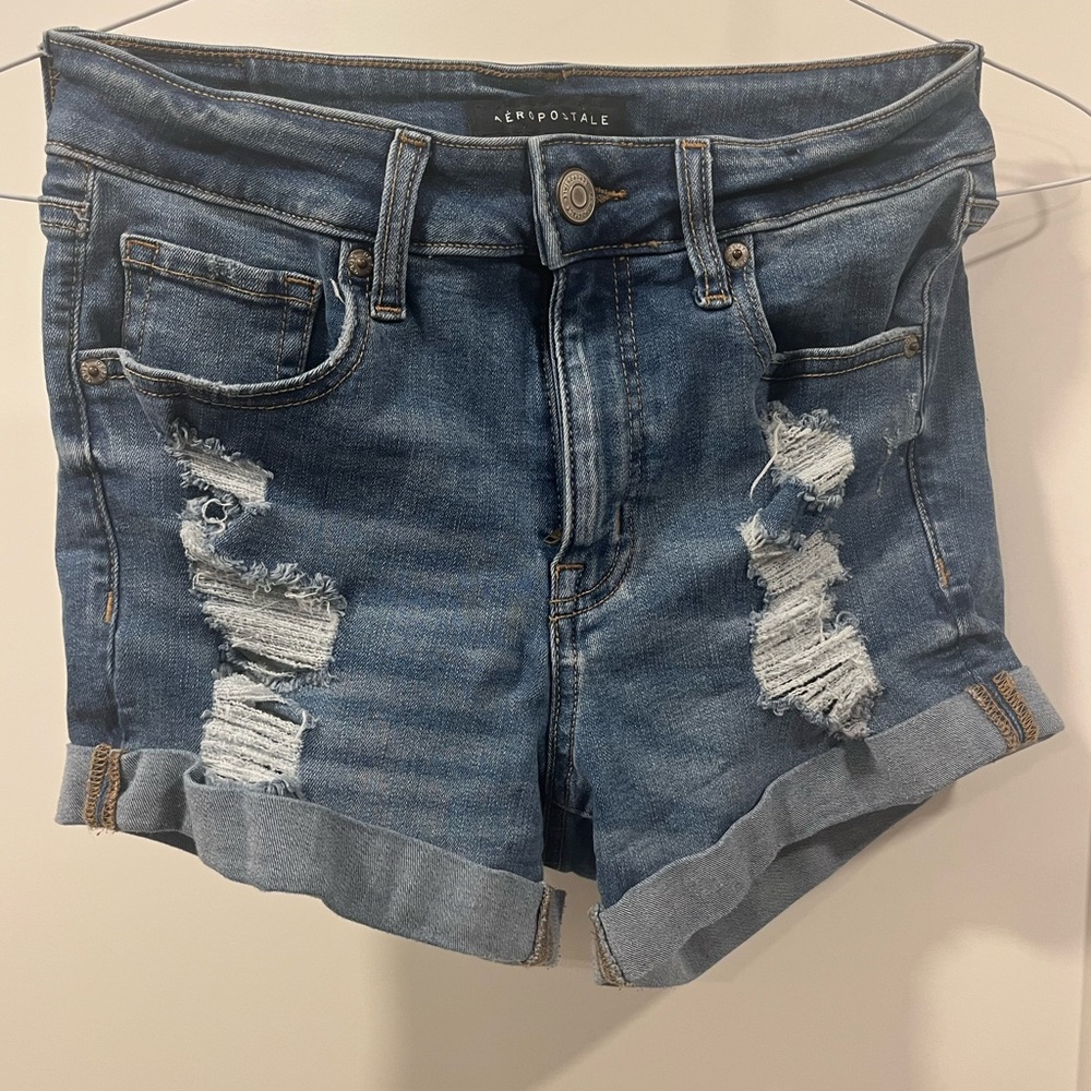 Aeropostale Women's Distressed Blue Jean Shorts